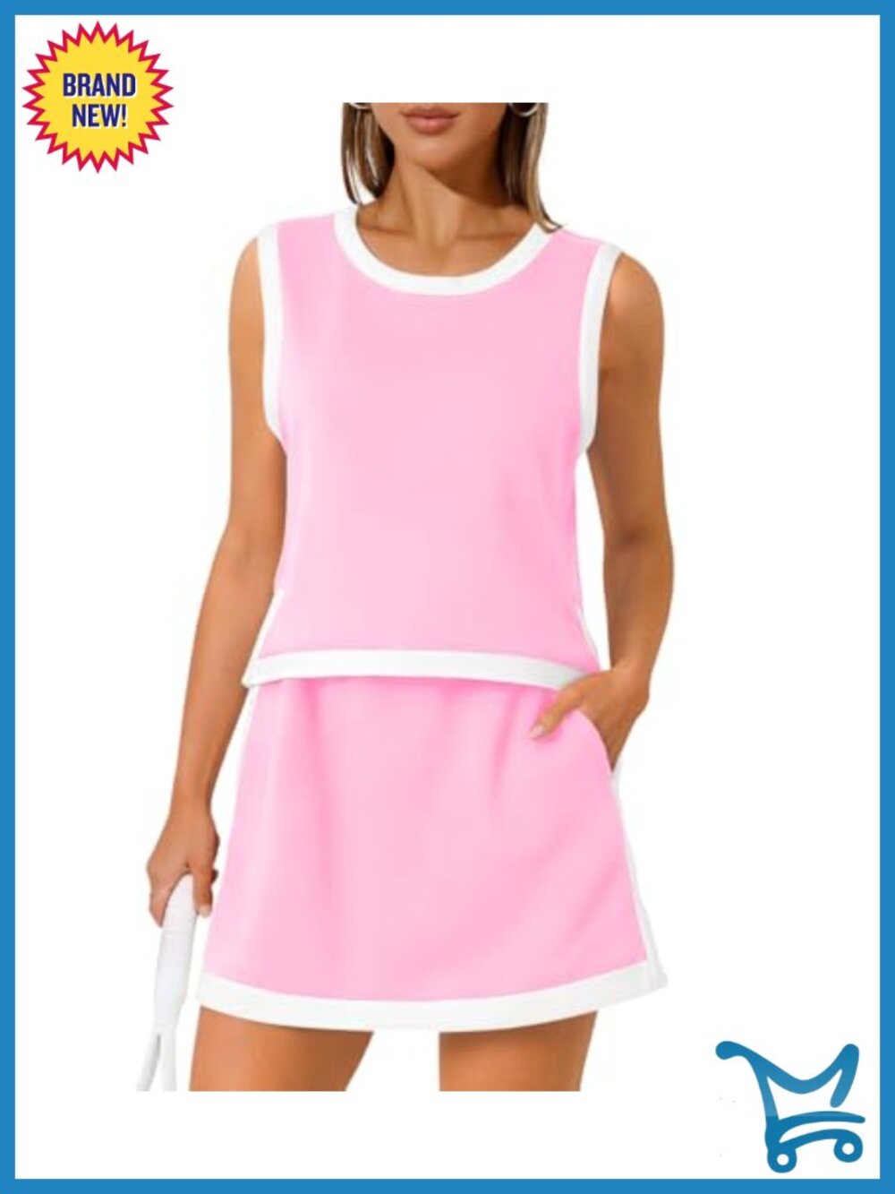 Sleeveless Two Piece Skirt Set with Built-in Shorts and Pockets